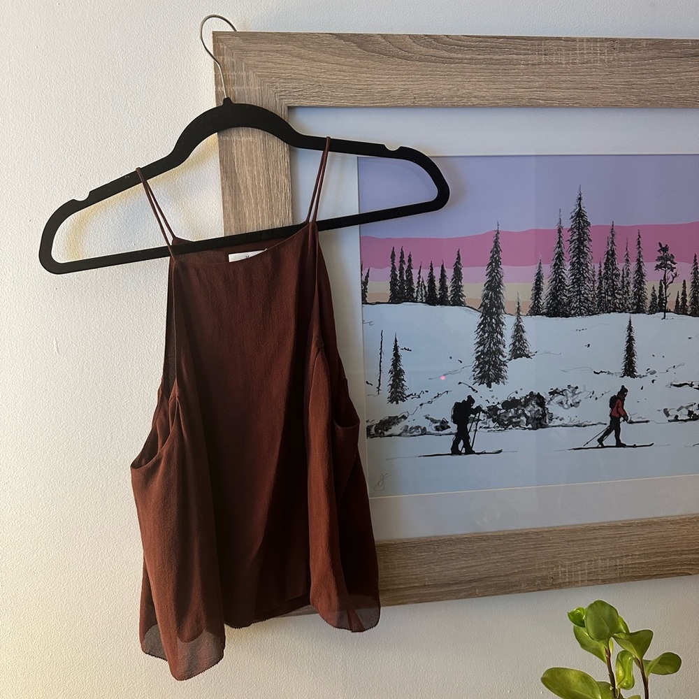 Aritzia Wilfred Silk Blouse tank top high neck size M - Picture 4 of 8
